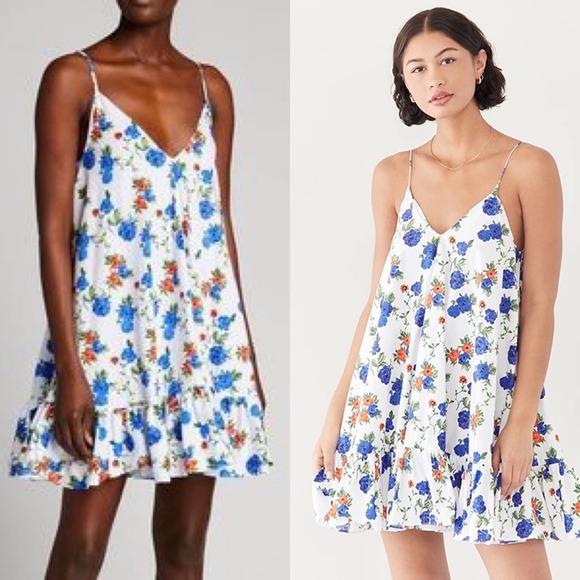 Caroline Constas Laurel Dress in White Blue Vacation Floral. Worn once. - Picture 2 of 8